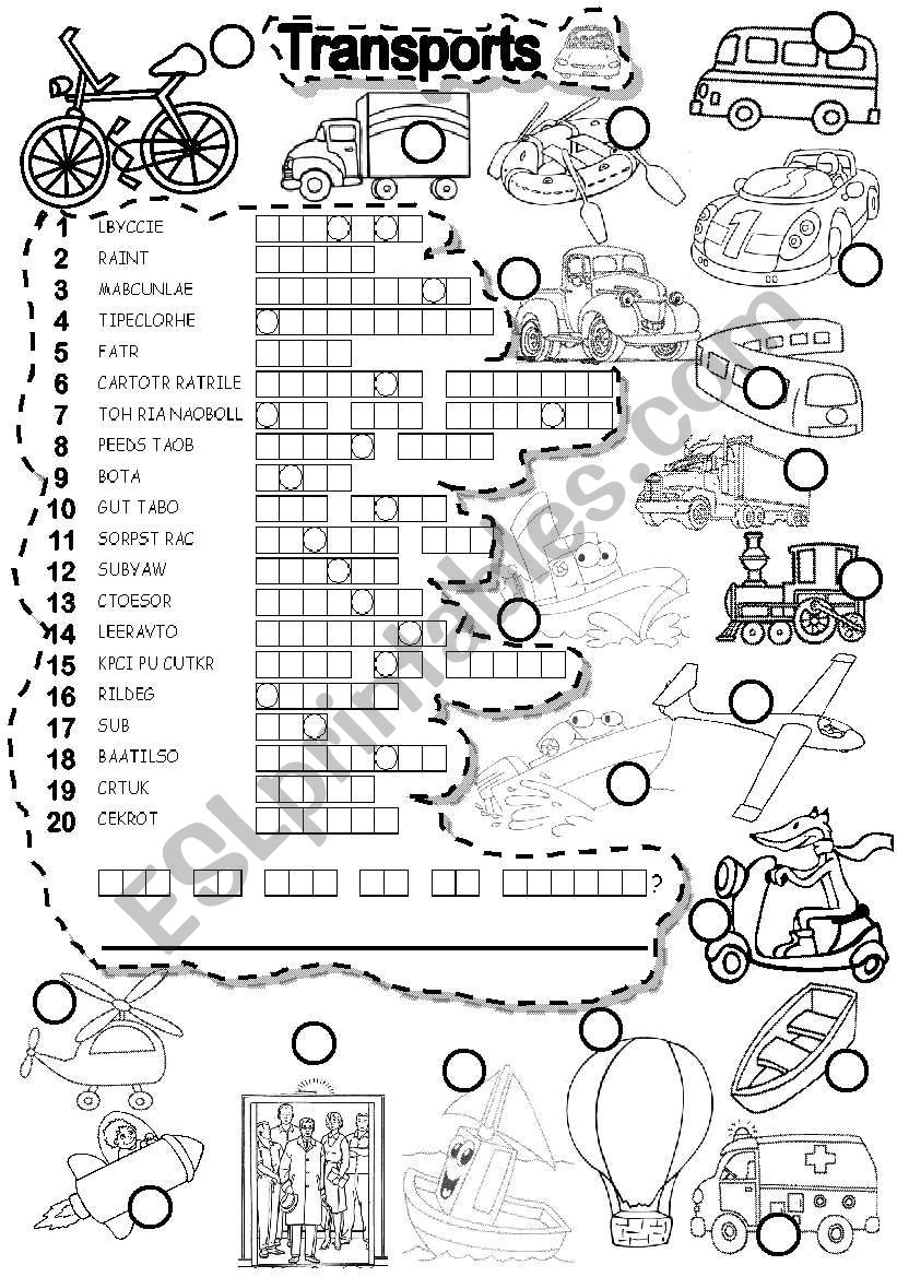 TRANSPORTS PUZZLE  TRANSPORTATION
