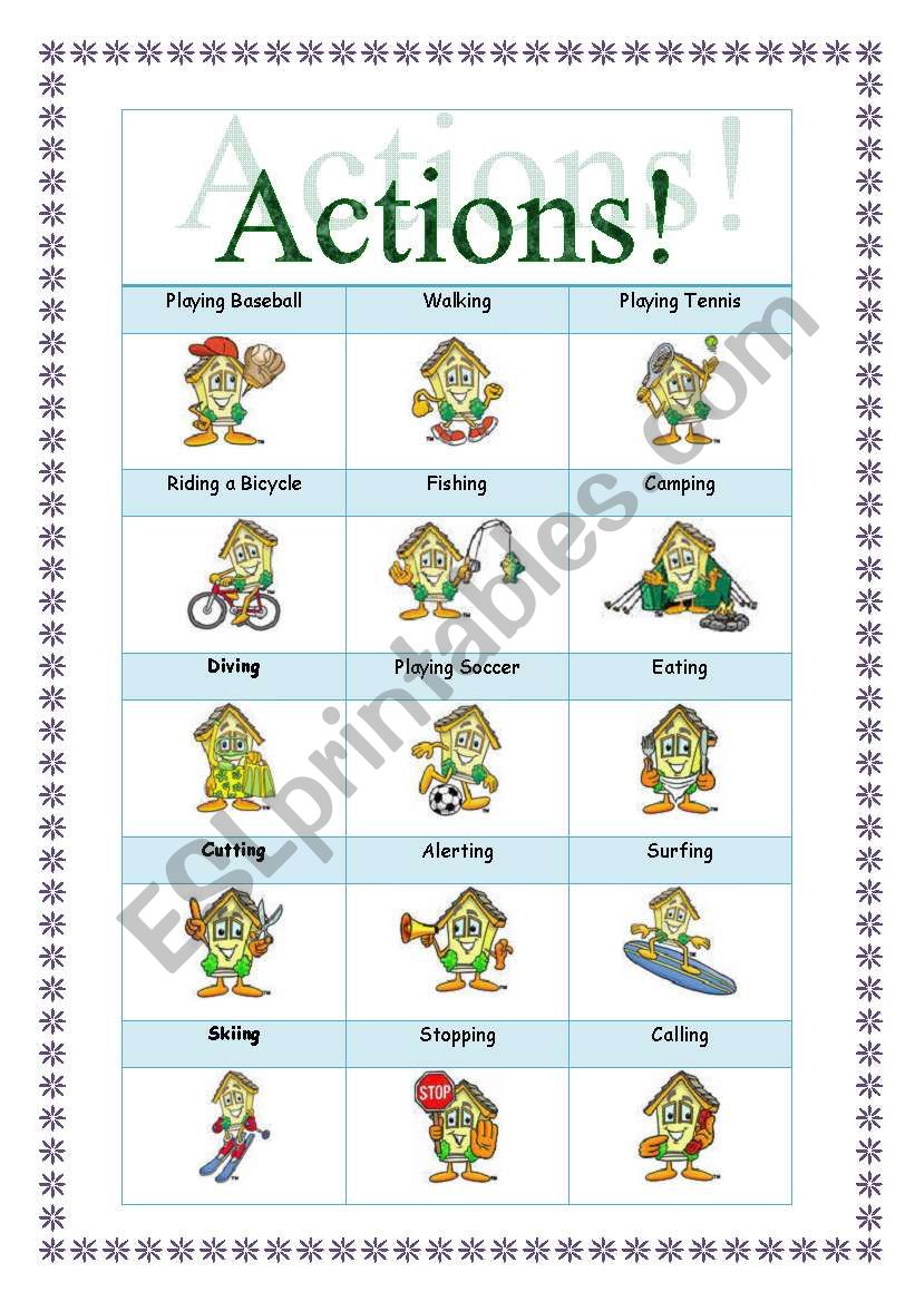 Actions! 2 pages! worksheet