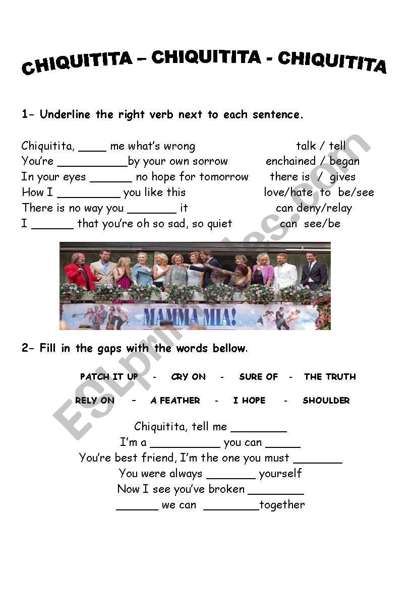 Mama mia!!! Chiquitita worksheet