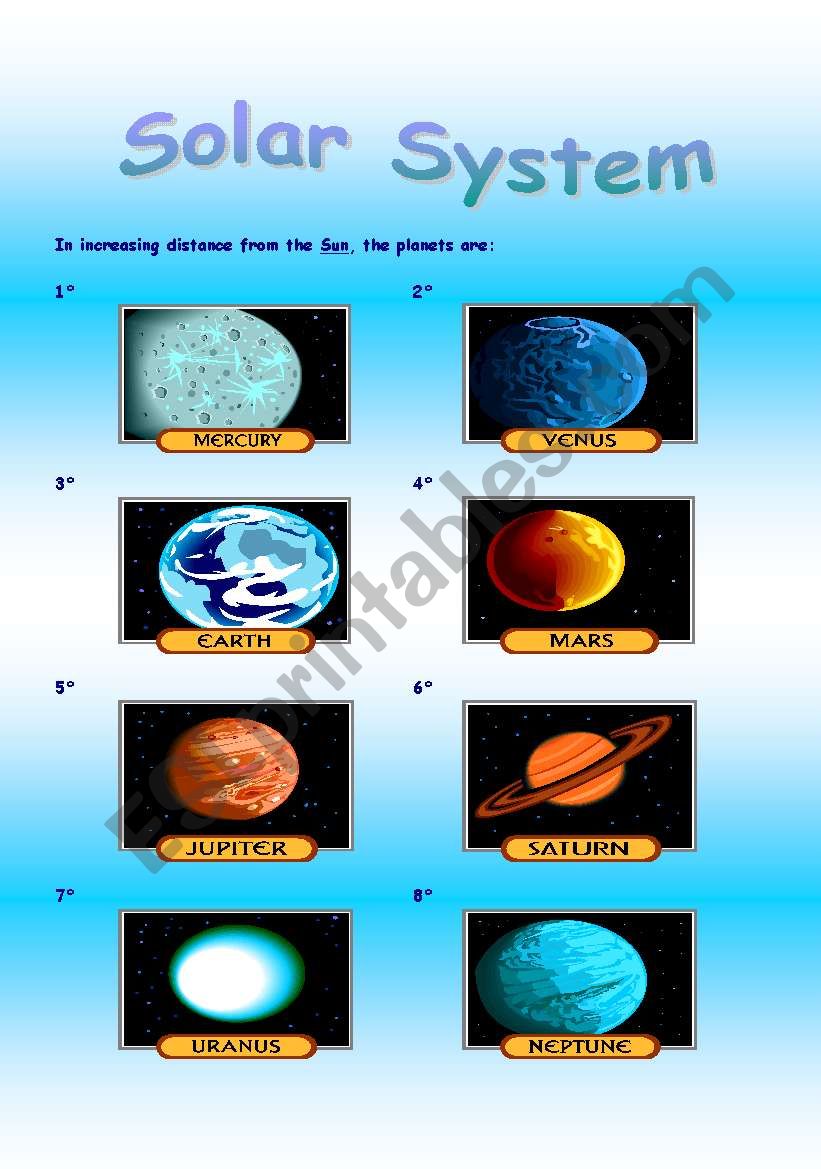 Solar System Pictionary worksheet