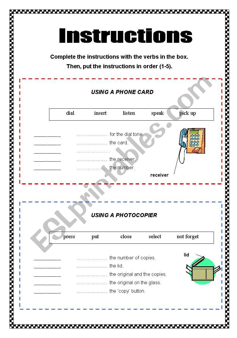 Instructions - 2 pages + key worksheet