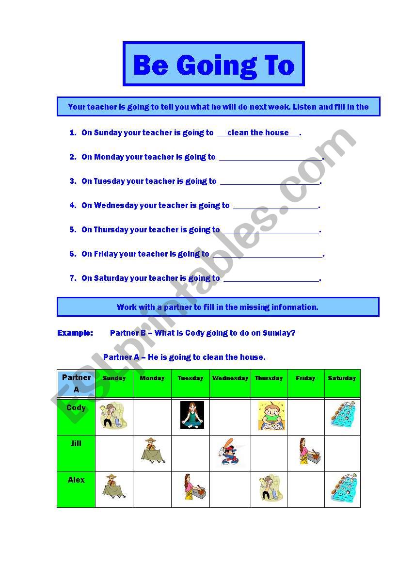 Be Going To worksheet