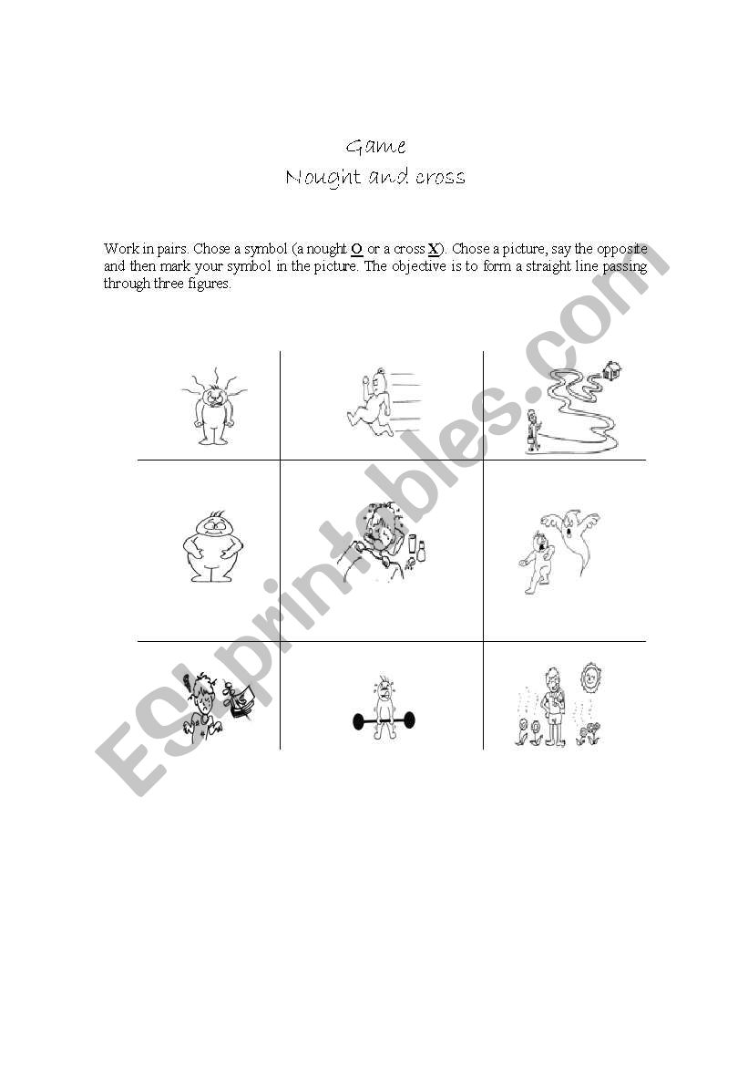 Nought and cross worksheet