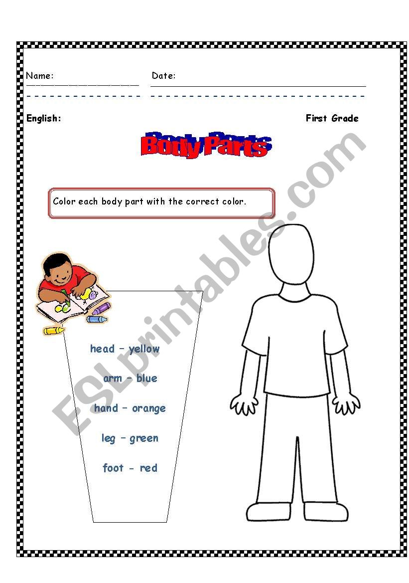 Body Parts worksheet