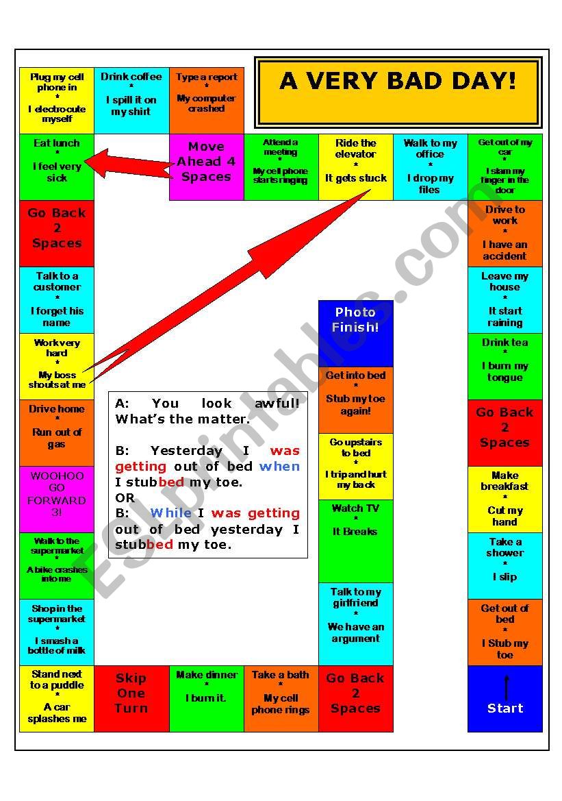 Bad Day  Past Continuous Board Game