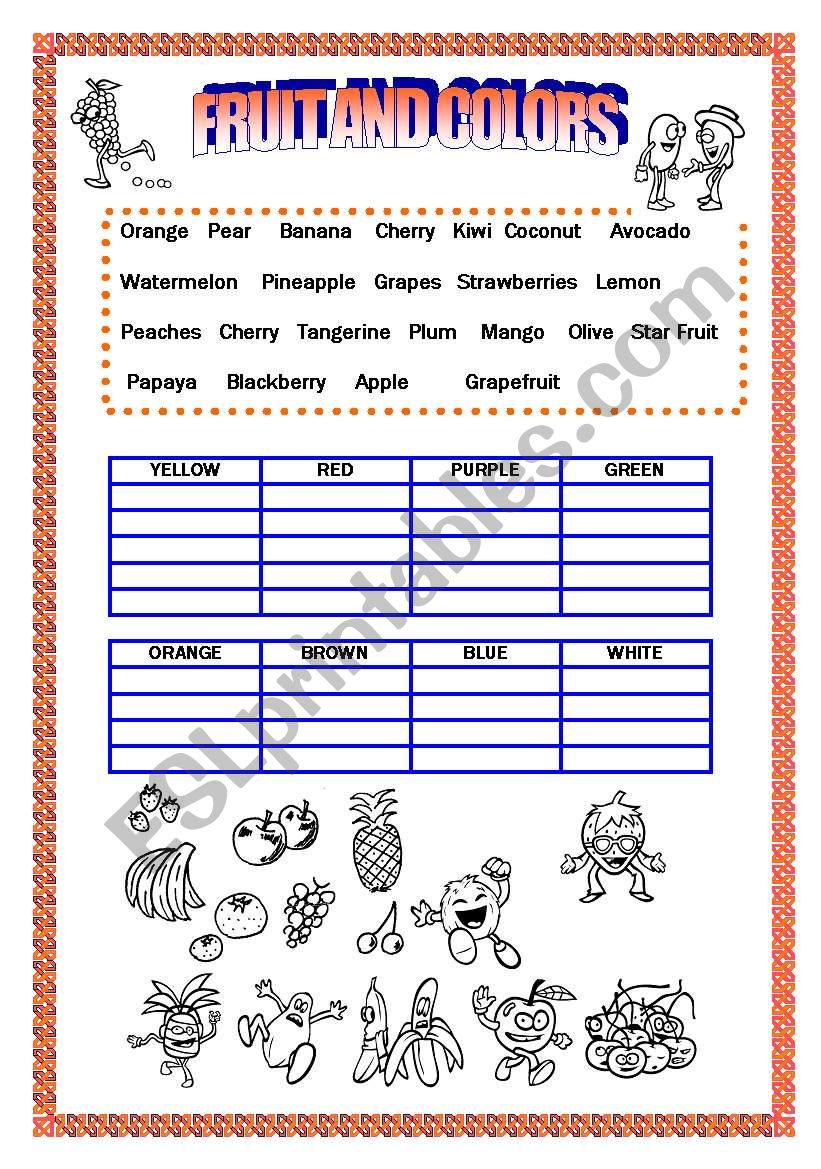 Fruit and Colours   worksheet