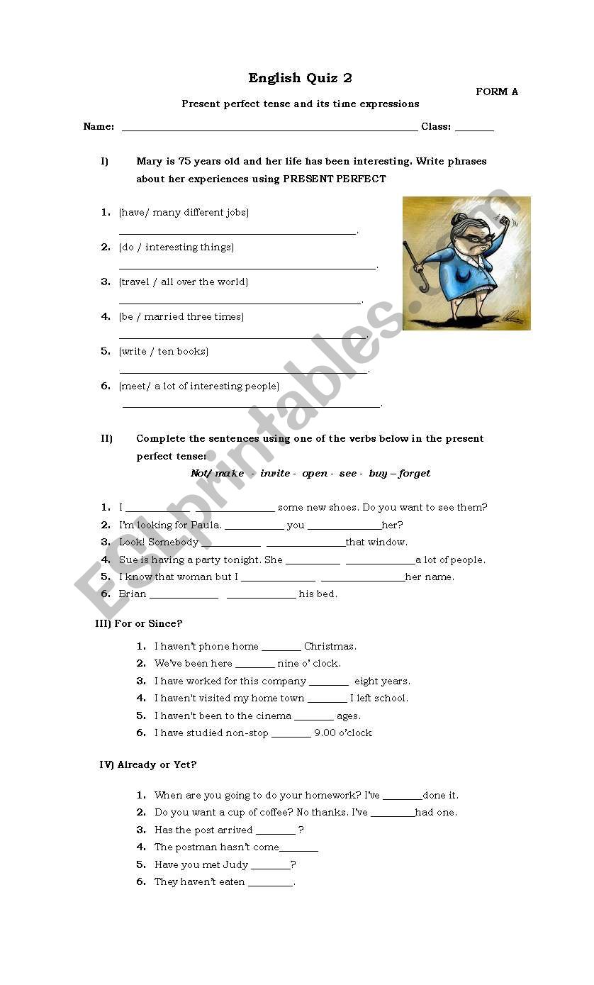 Present perfect tense worksheet