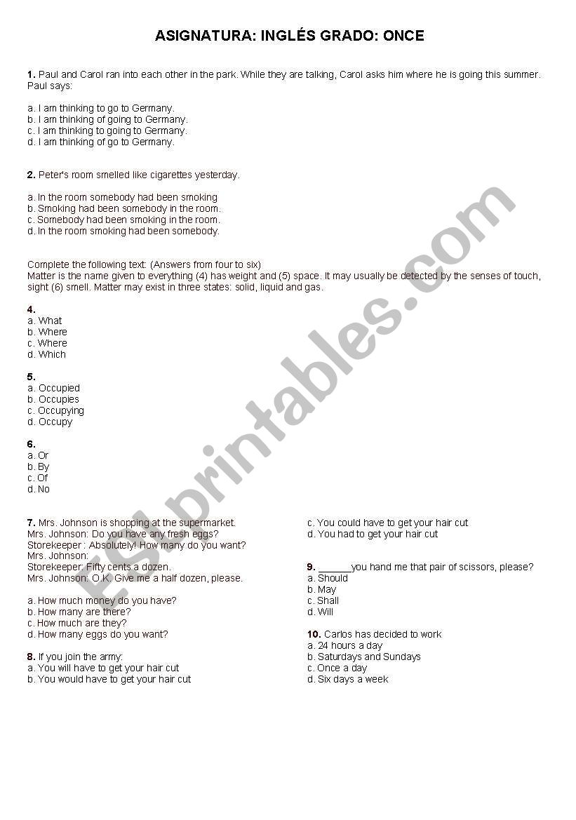 Pre-Icfes worksheet