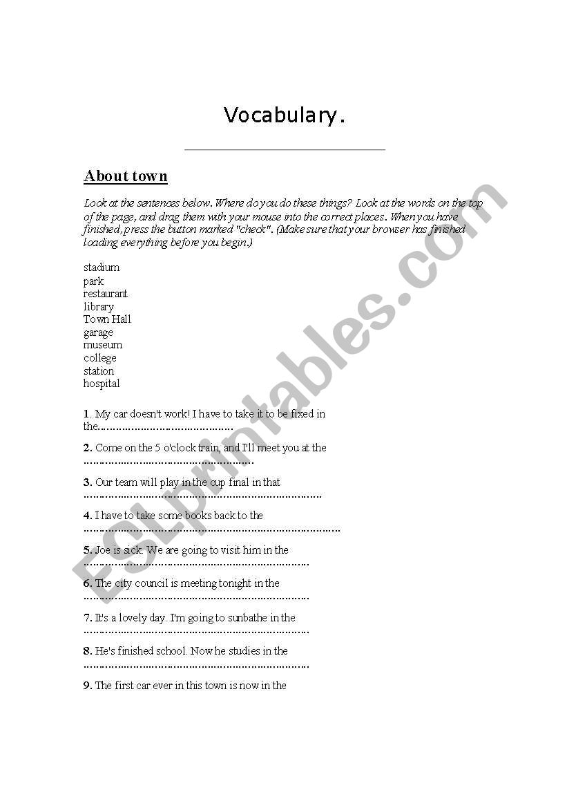 vocabulary exercise worksheet