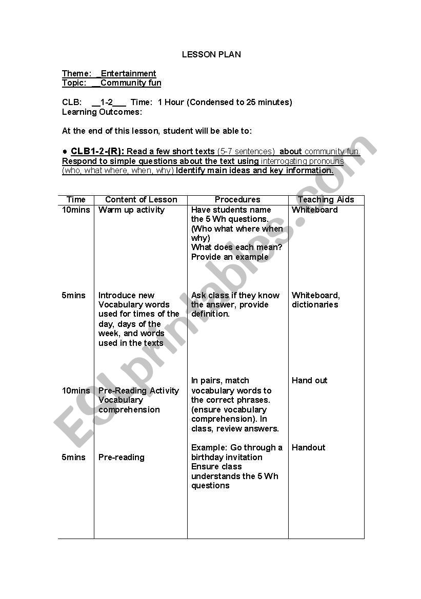 Wh Questions. Lesson Plan. Beginners