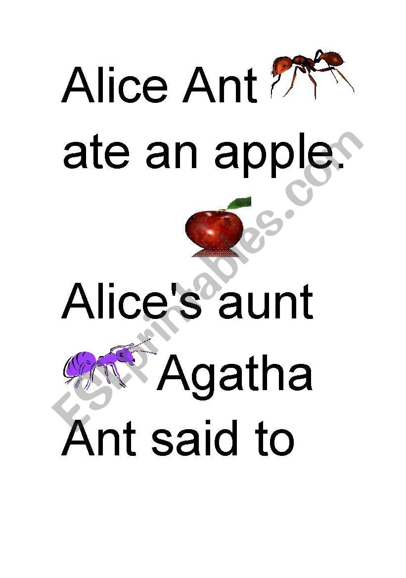 Alice Ant worksheet