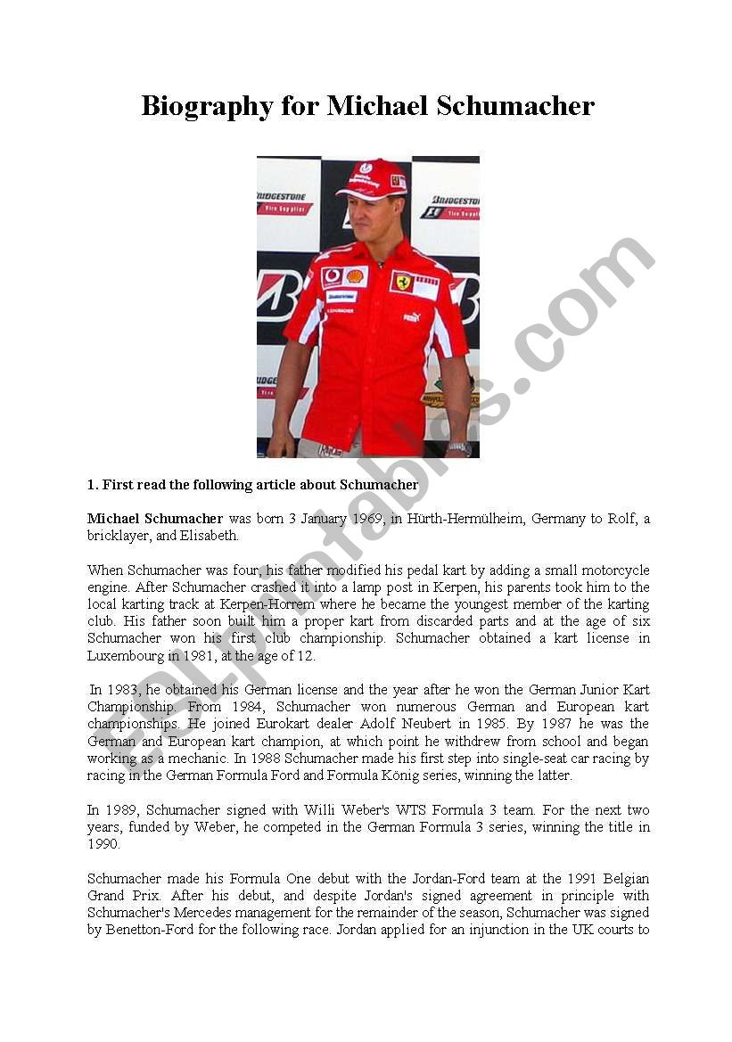 Biography for Michael Schumacher