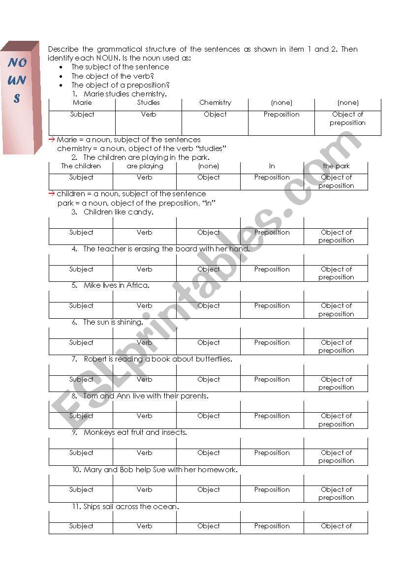 nouns worksheet