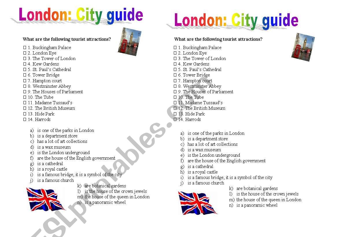 London city guide worksheet