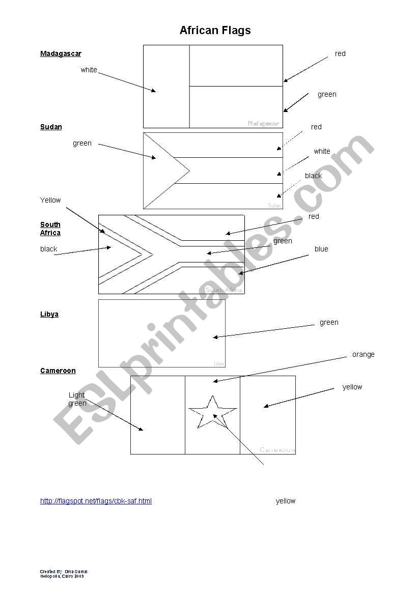 African Flags worksheet