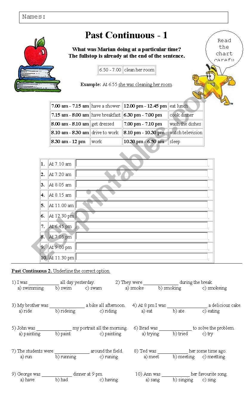 PAST CONTNUOUS worksheet