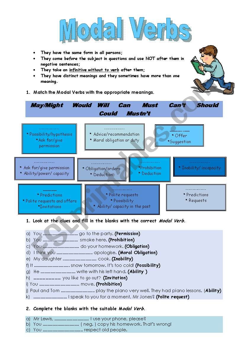 Modal verbs 1 worksheet