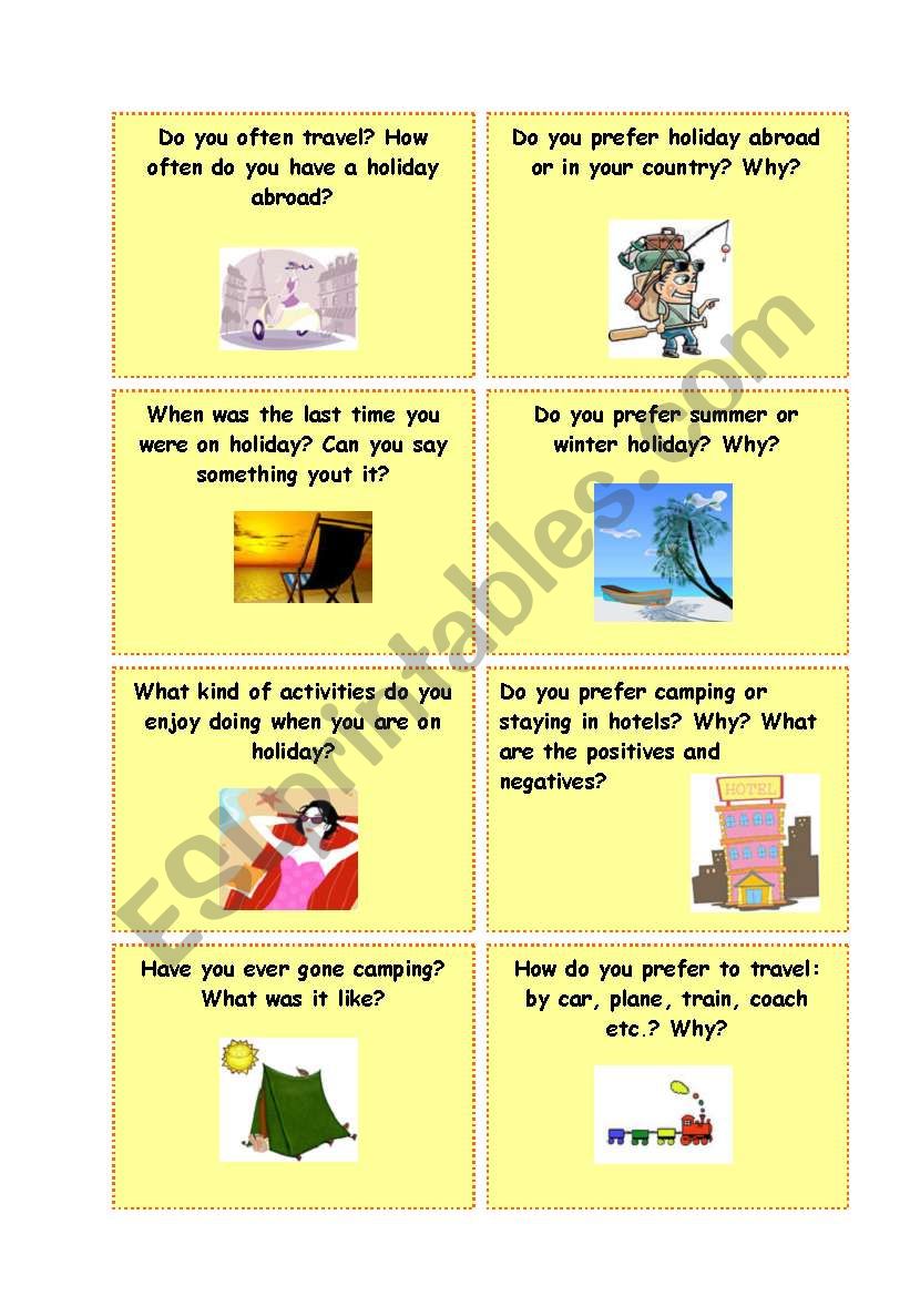 Conversation Cards (part 1/4) - Travelling, holidays, tourism