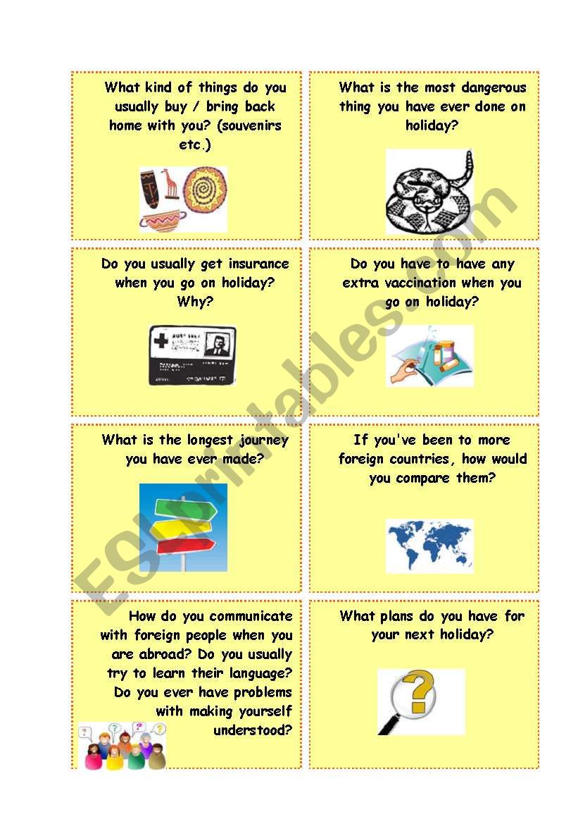 Conversation Cards (part 3/4) - Travelling, holidays, tourism