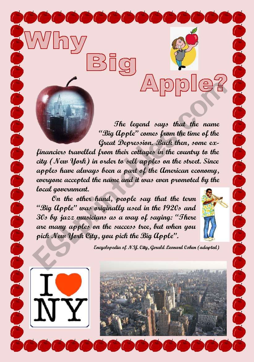 Why Big Apple? worksheet