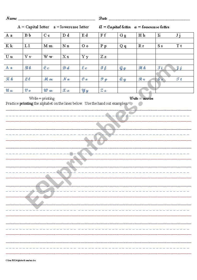 Alphabet Writing Practice worksheet