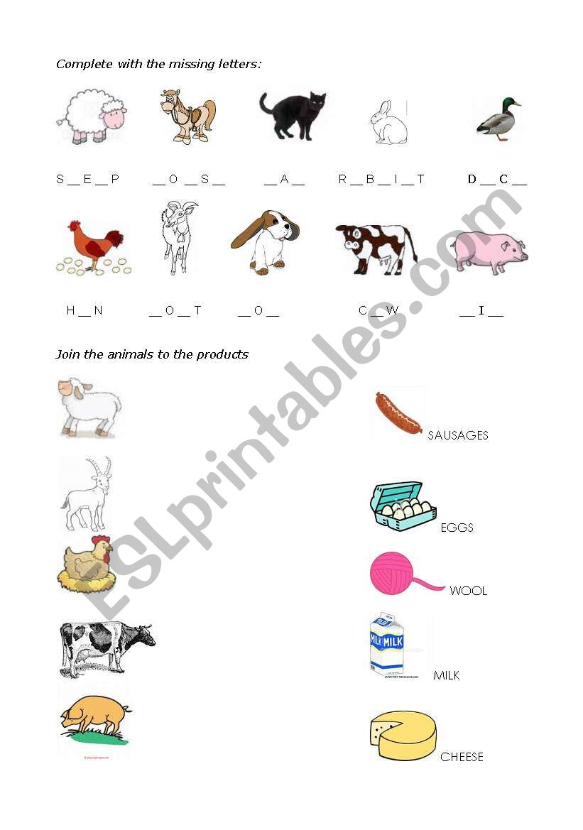 Farm animals worksheet