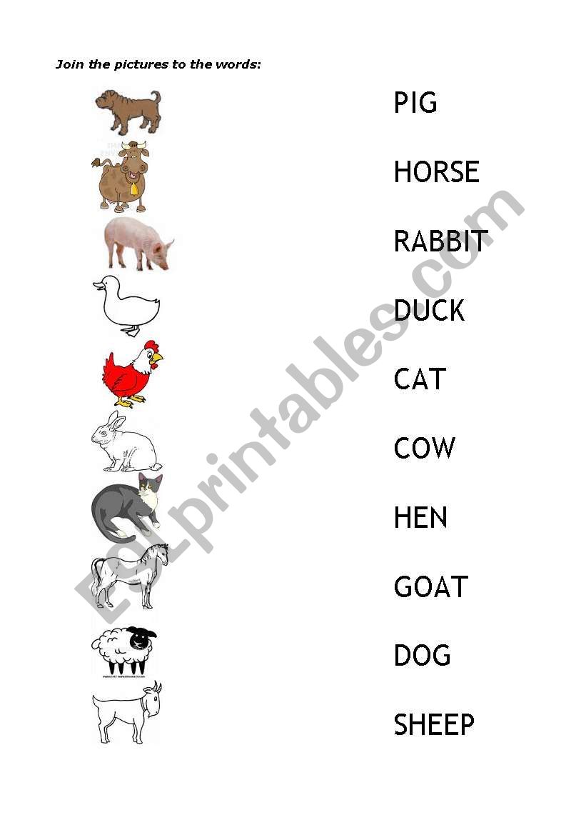 Farm animals worksheet