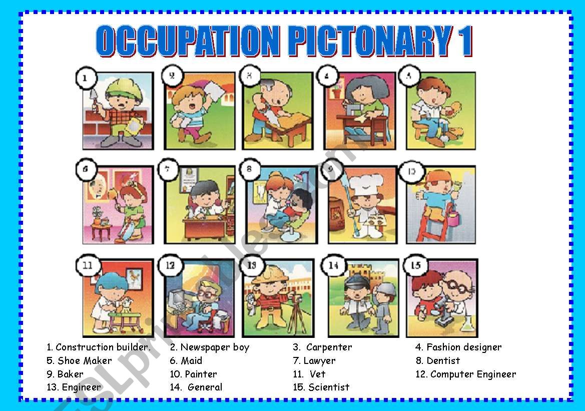 Occupation Pictionary worksheet