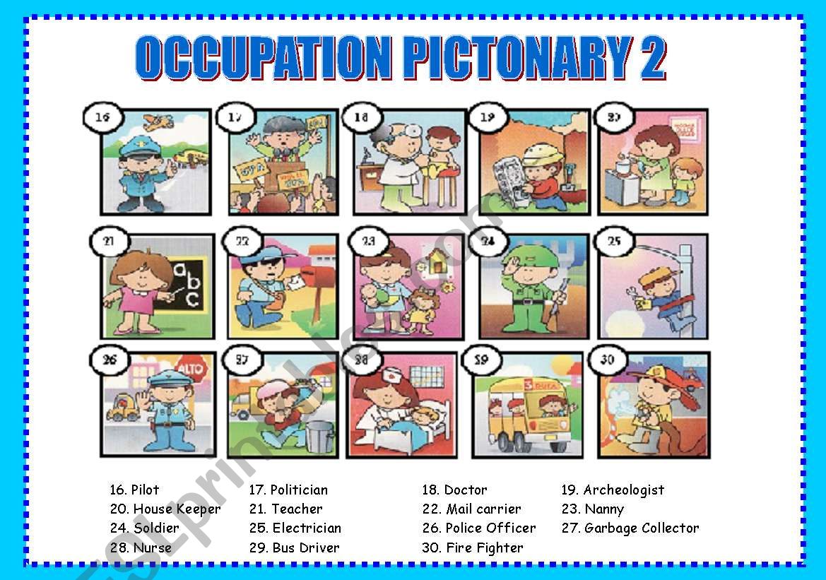 Occupation Pictionary 2 worksheet