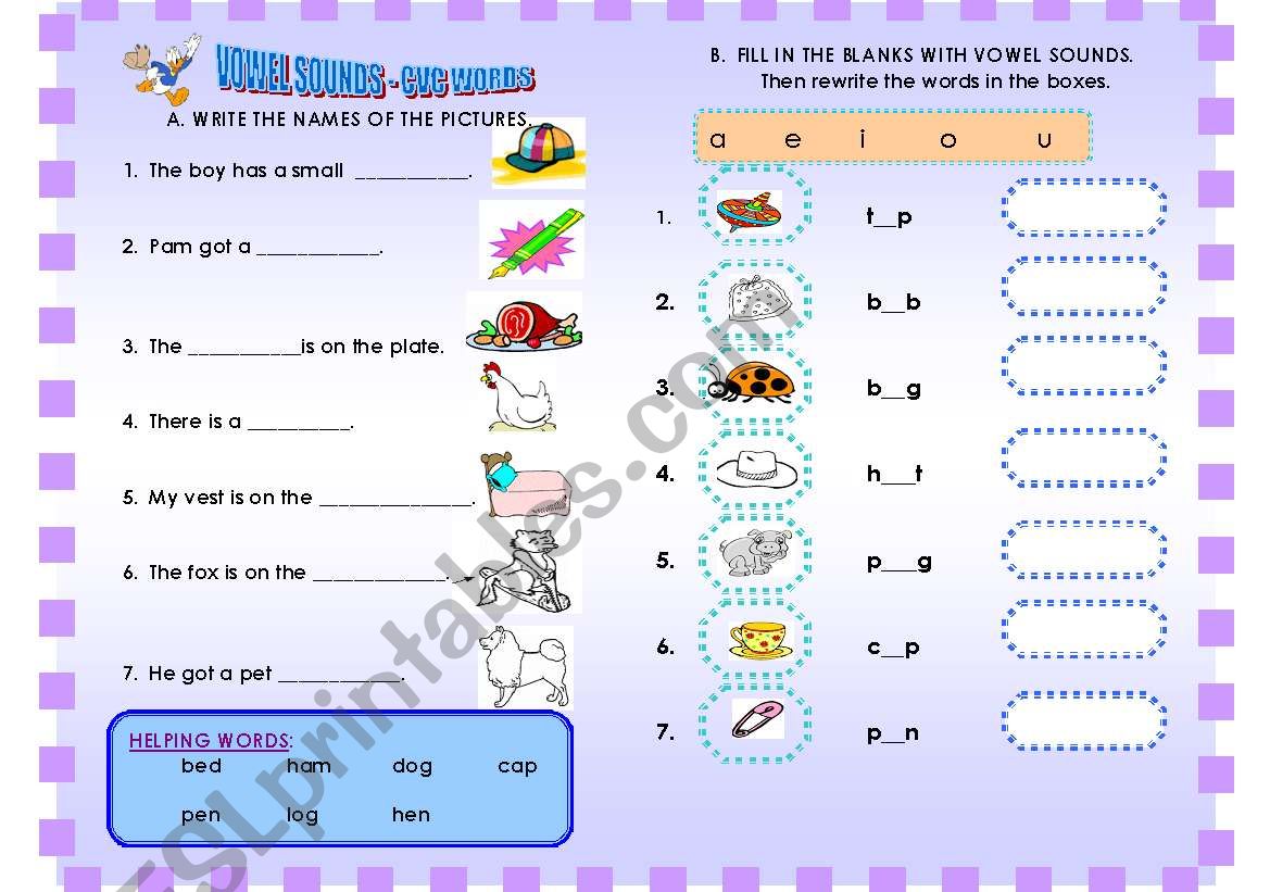 SENTENCE COMPLETION WITH C-V-C WORDS FOR PRESCHOOL CHILDREN