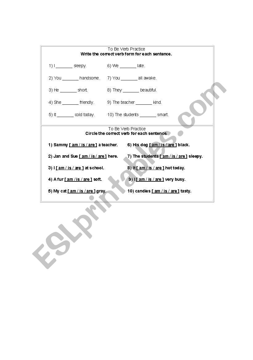 simple to be worksheet