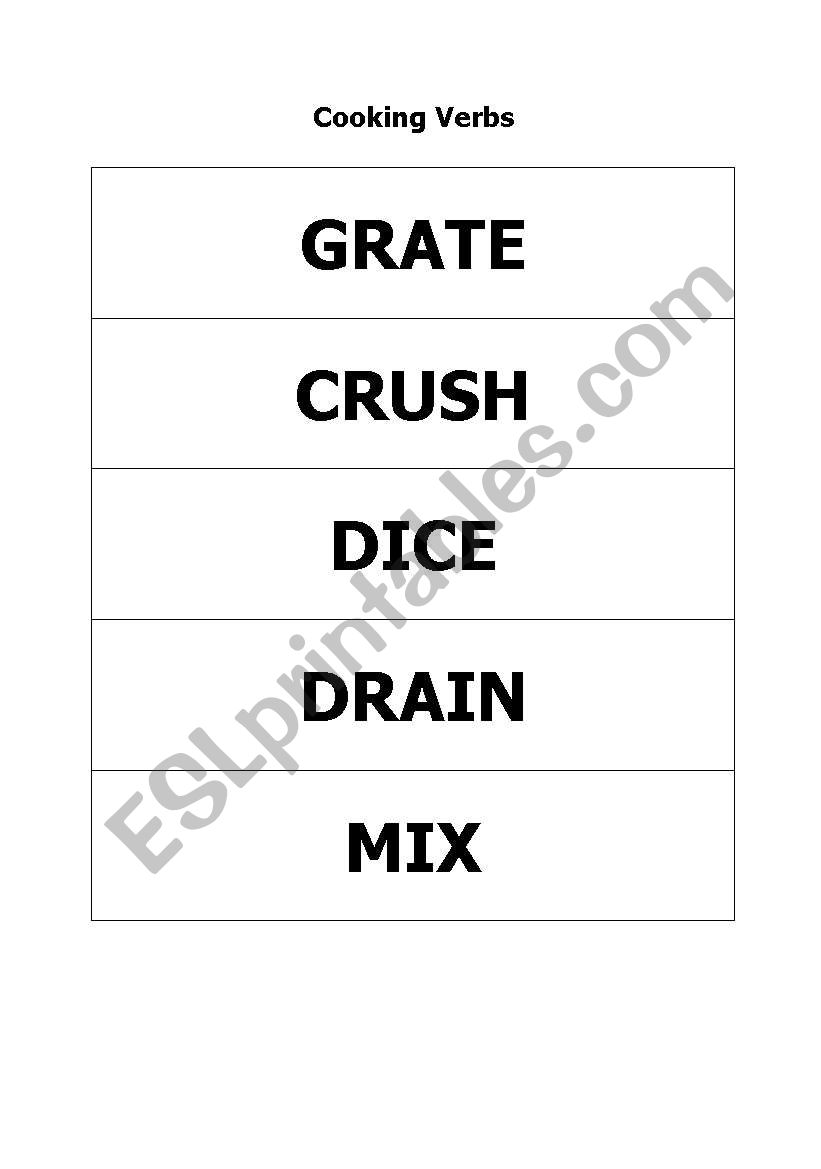 cooking verbs worksheet