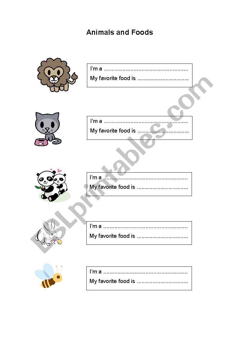 Animals and Foods worksheet