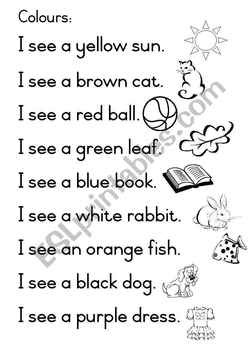 I See COLOURS ESL Worksheet By Joeyb1