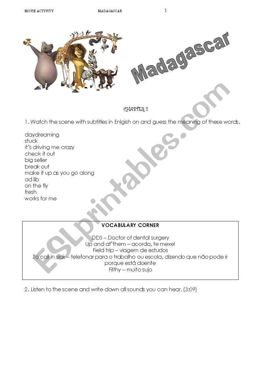 Madagascar - chapter 1 worksheet
