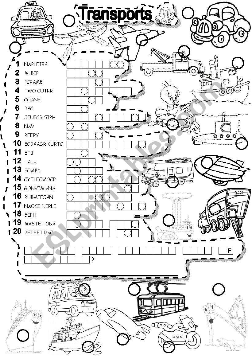 TRANSPORTS PUZZLE worksheet