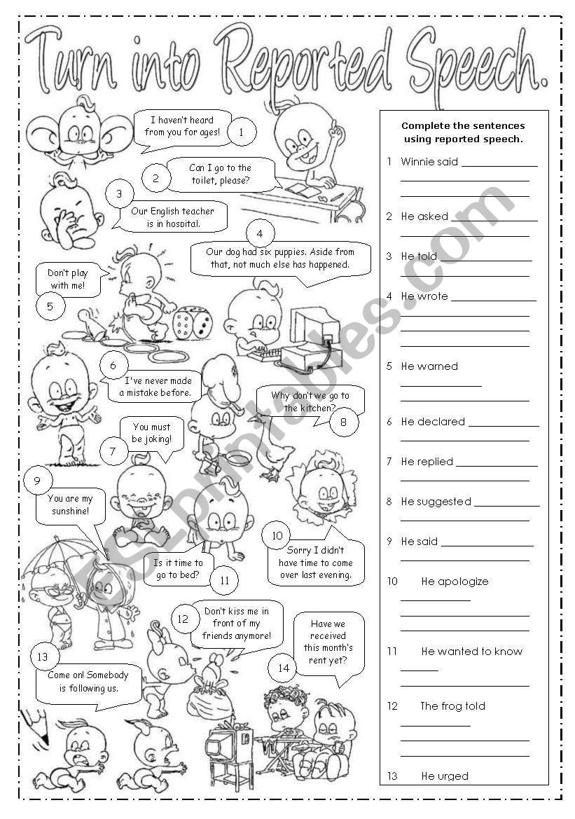 Reported speech worksheet