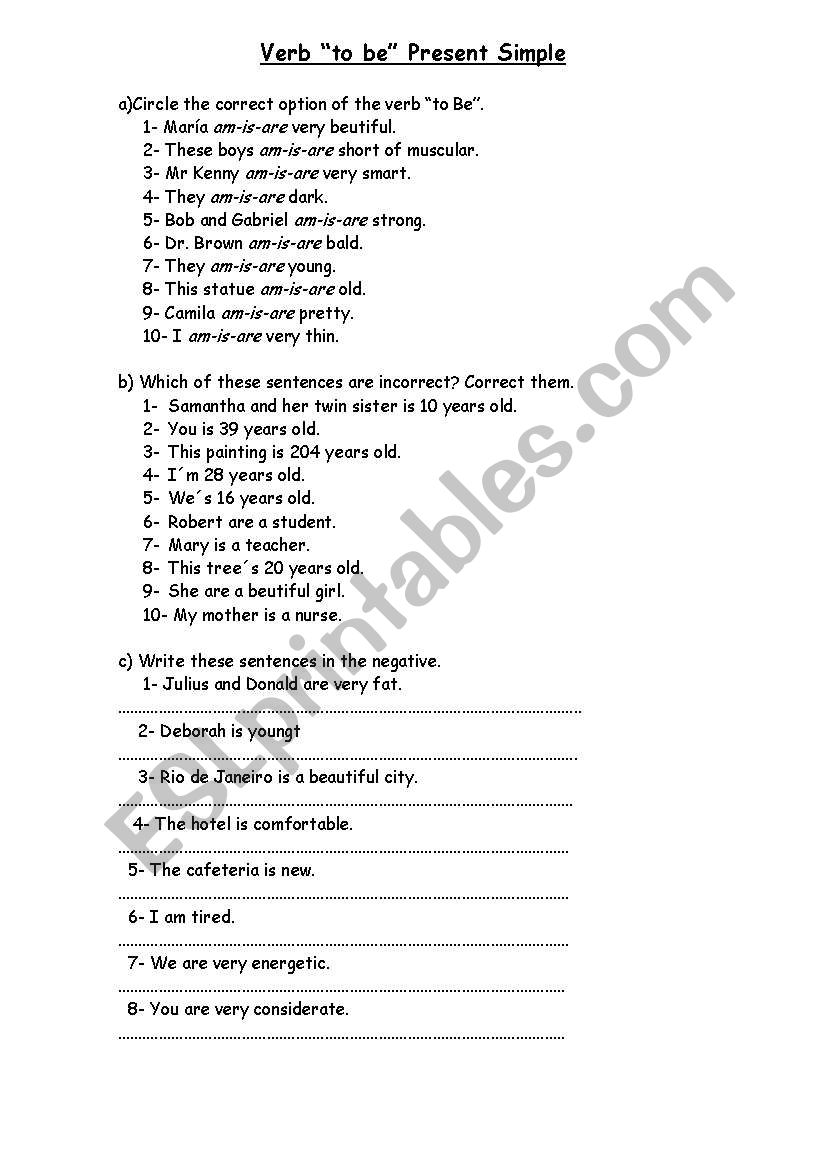 verb to be- practice worksheet