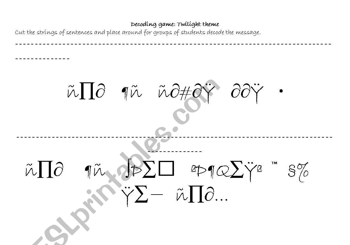 Decoding game - Twilight theme