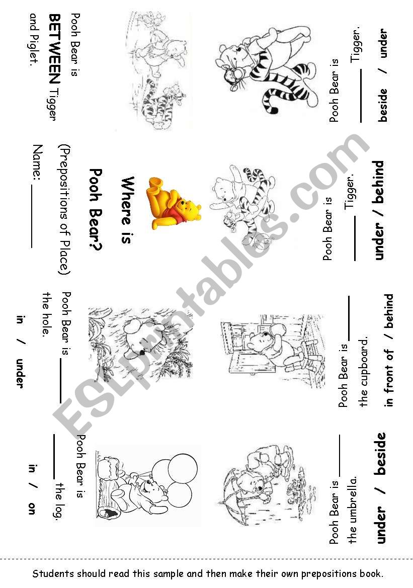 Prepositions of Place Minibook Series 2 of3