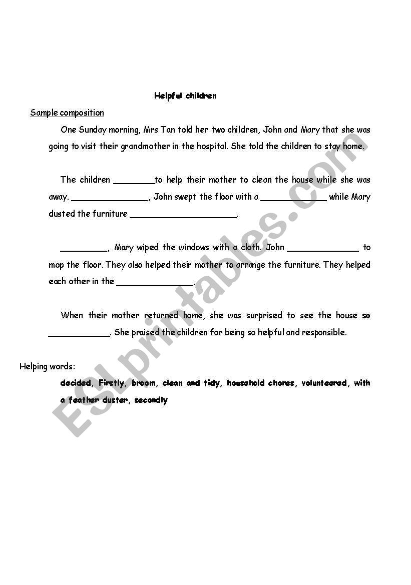 cloze passage worksheet