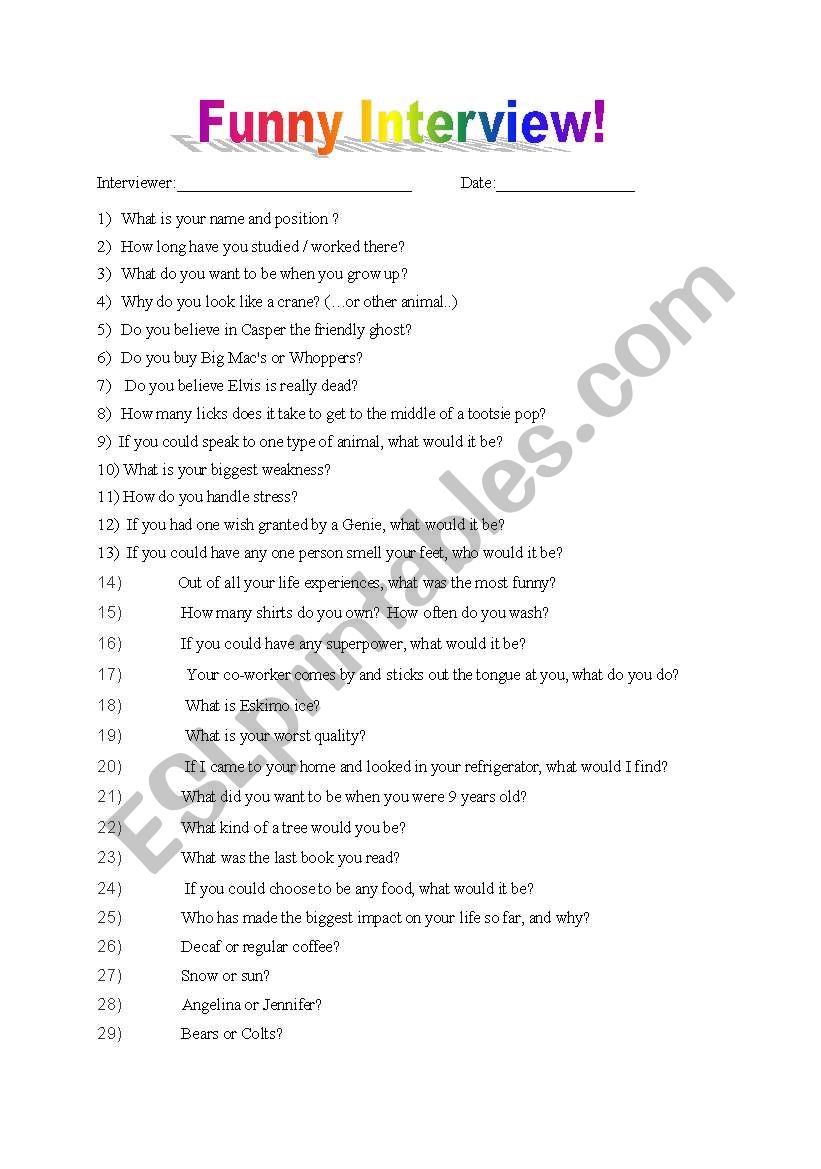 Funny Interview  worksheet