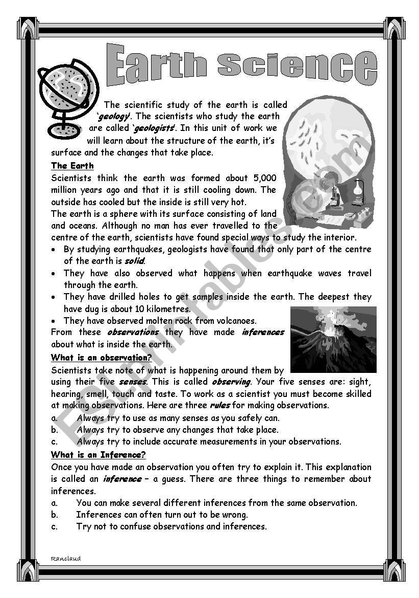 Earth Science - (( 16 Pages )) - Teaching English through Science Topics - intermediate/advanced - editable - Colour version also available