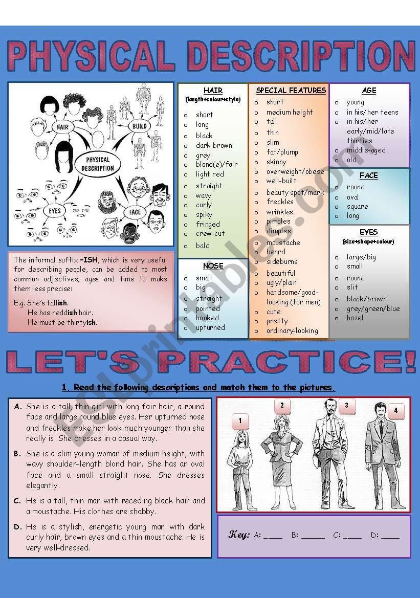 PHYSICAL DESCRIPTION worksheet