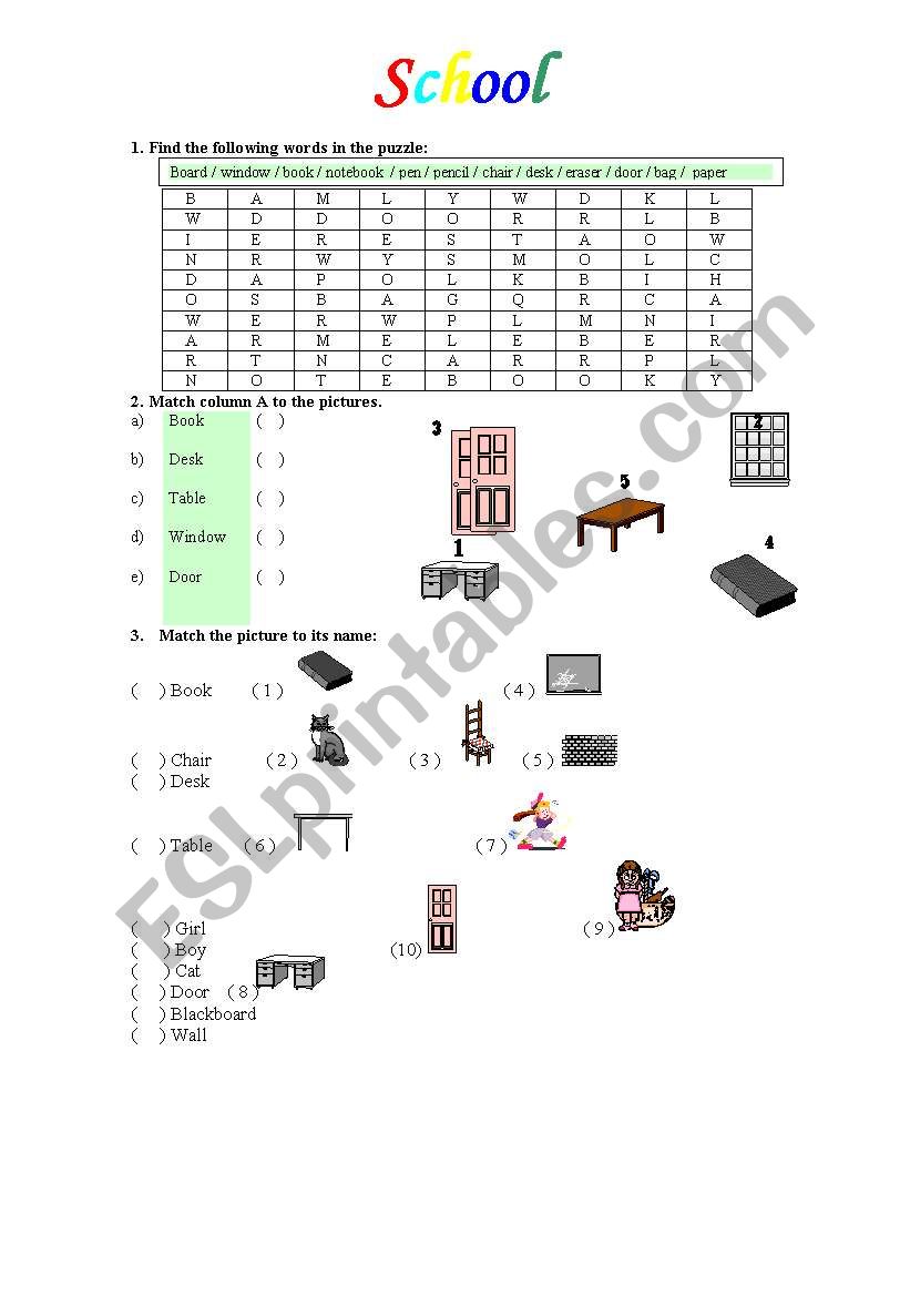 School worksheet