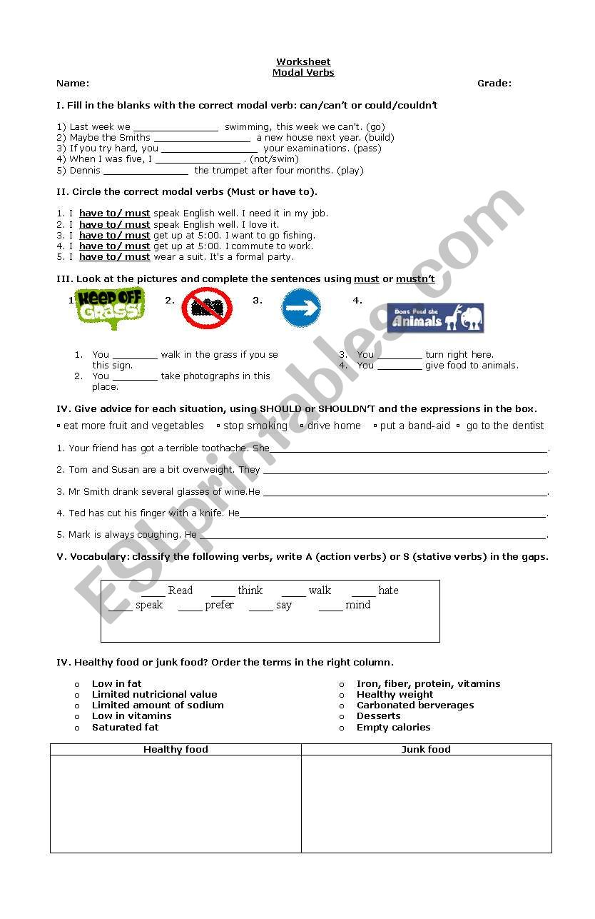 Worksheet Modal Verbs ESL Worksheet By Sayen