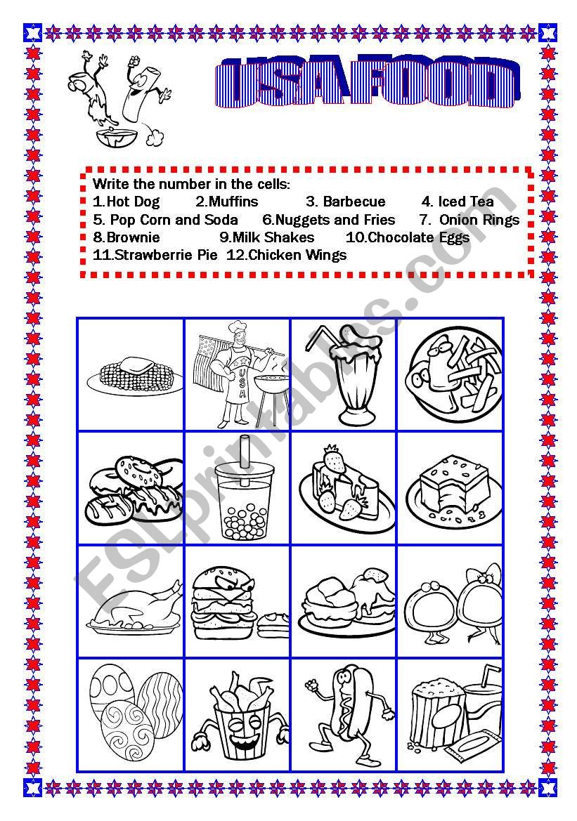 Food in Usa  Match worksheet