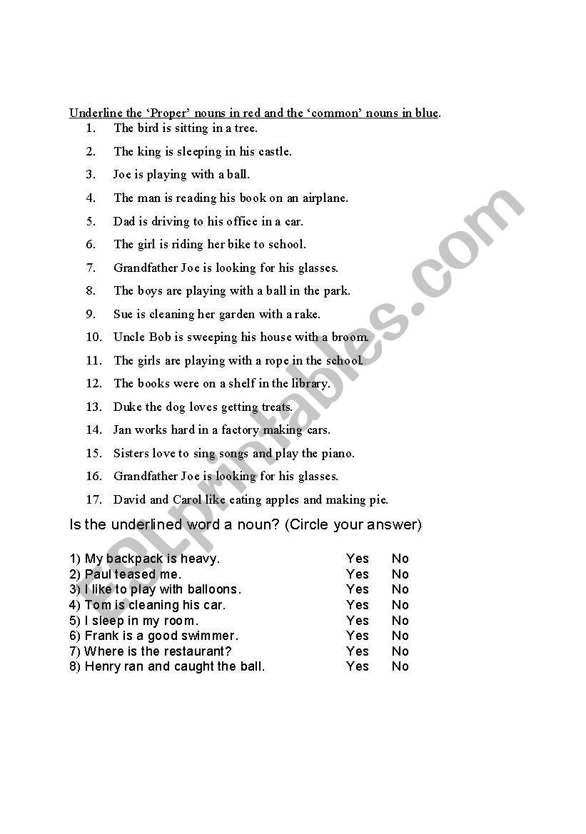 Noun Search worksheet