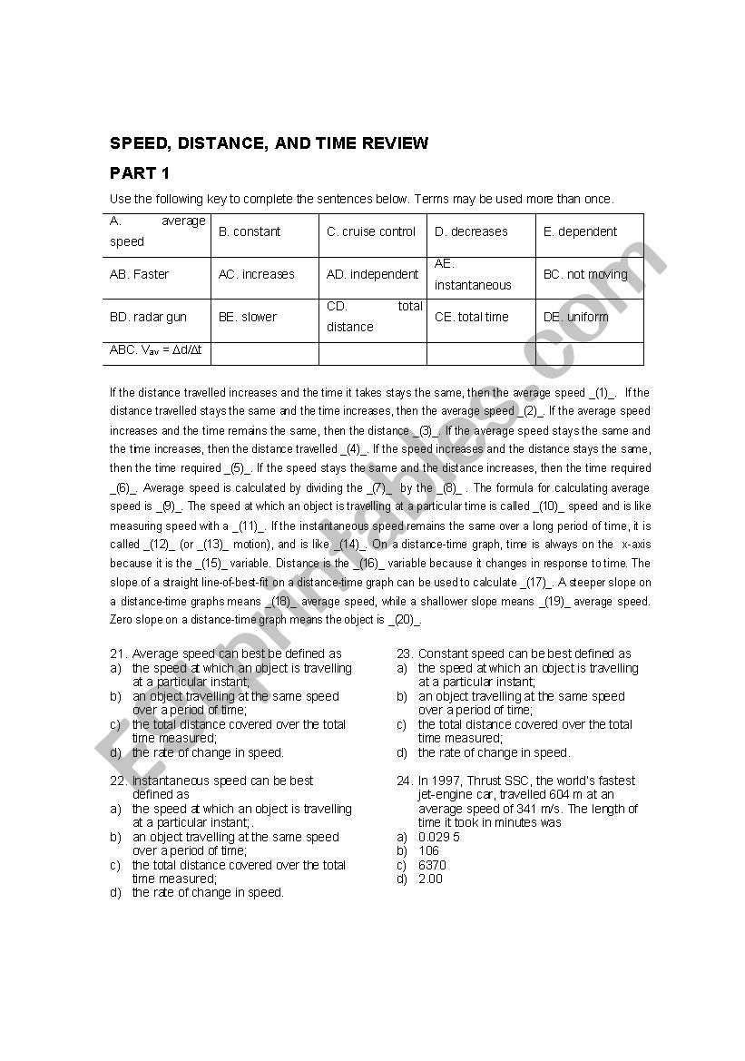 Forces worksheet