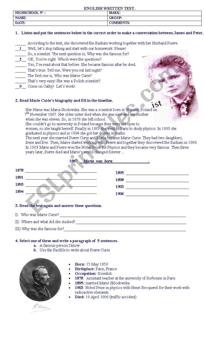 famous people biographies worksheet